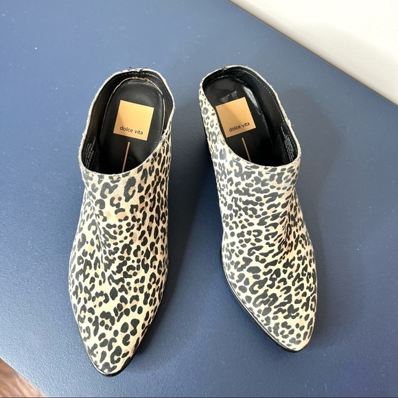 Dolce Vita Raven Leopard Cheetah Heeled Slip On Fall Boot Mule Shoe Size 7.5 - Picture 12 of 16